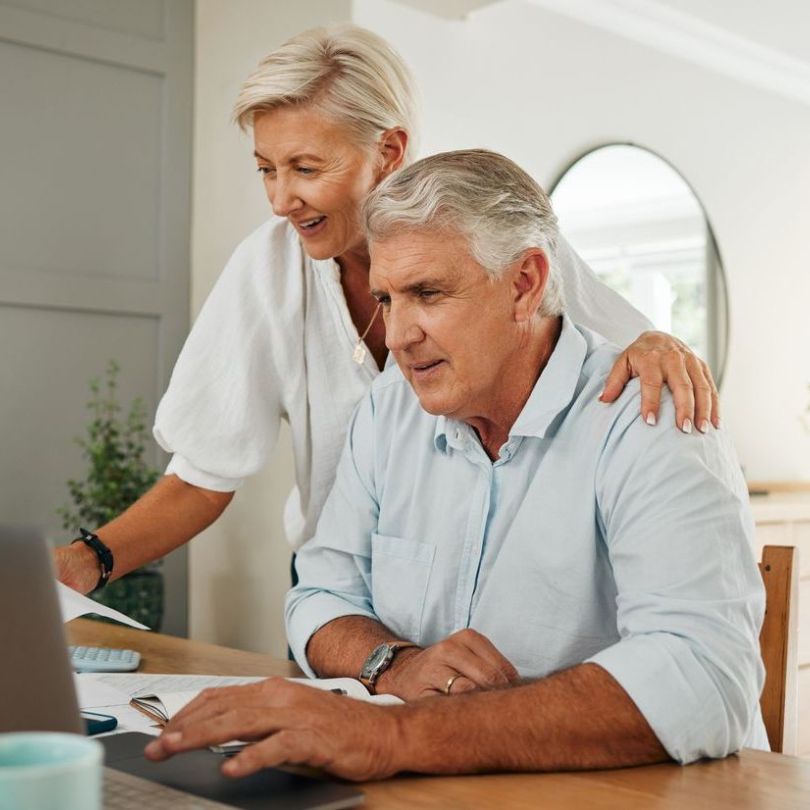 Older couple at computer